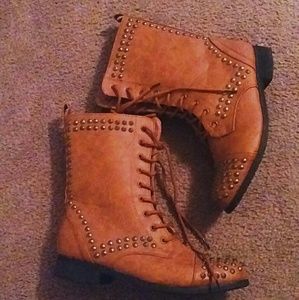 Brown combat boots